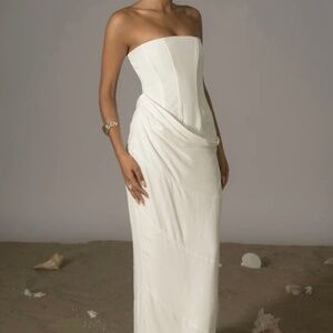 JLux Label White Linen Corset Dress (Small)